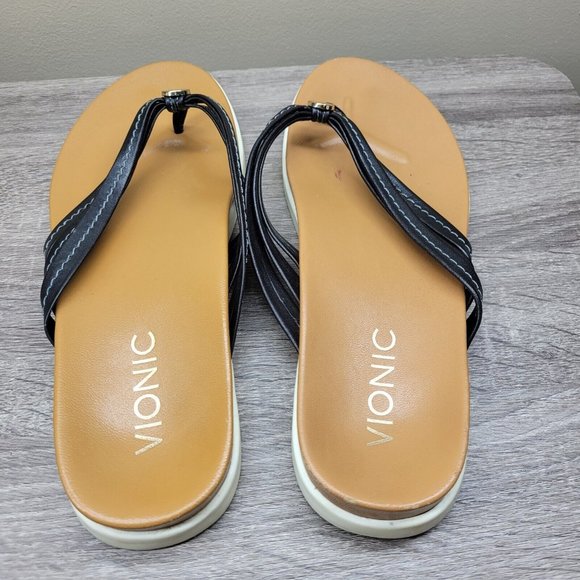 Vionic Palm Catalina Toe Post Sandals Flip Flip Flops Black 6.5 - Picture 4 of 7